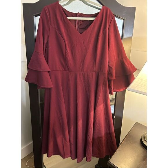 NEW Elegant Double 3/4 Sleeve Formal Tea Dress Career 3X - Picture 1 of 3